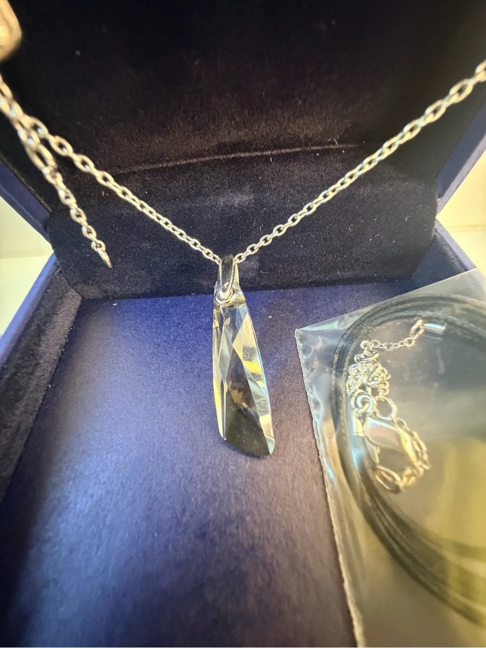 Swarovski Clear Crystal Faceted Pendant Necklace with Silver Chain